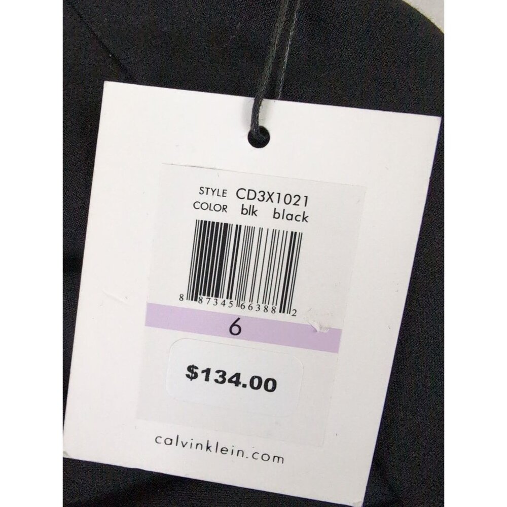 Calvin Klein Sheath Dress Womens 6 Black Cap Sleeve Cut Out Neck LBD Career Date - Picture 10 of 13